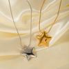 Women's 18K Gold Plated Stainless Steel Star Shape Hollow Pendant Necklace Waterproof Non-Tarnish Jewelry Accessory