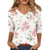 Women's V-Neck Floral Pattern T-Shirt