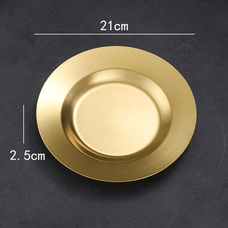 Korean Stainless Steel BBQ Gold Cutlery Round Plate