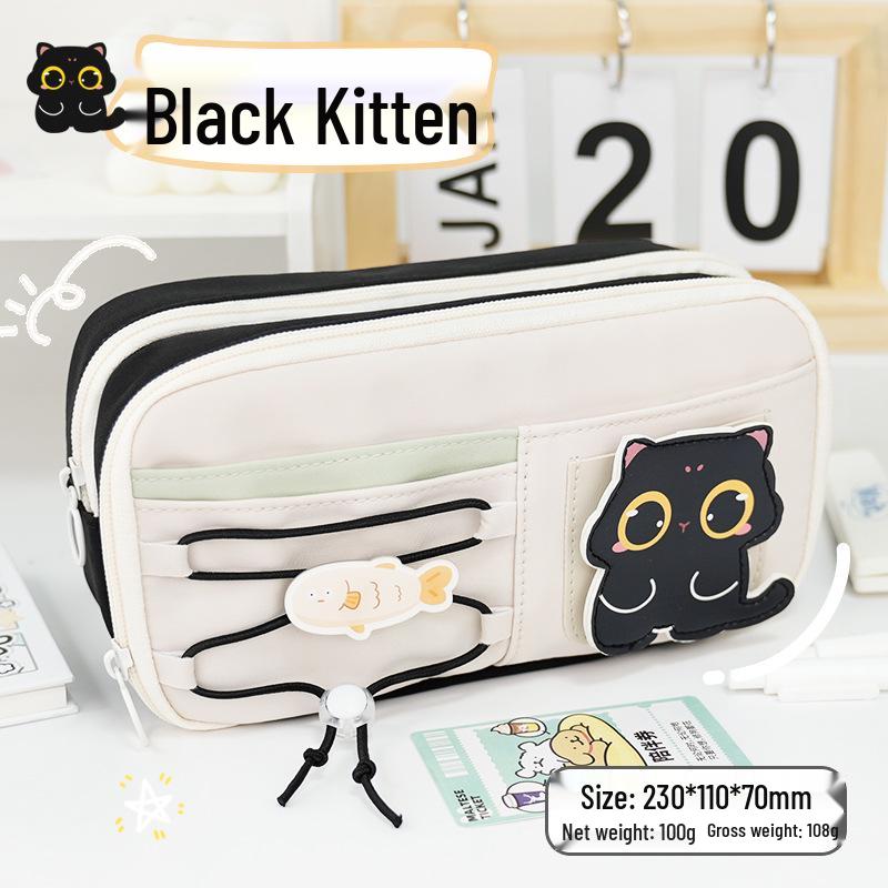 Milk-Huhu High-End Large Capacity Velcro Pencil Case for Middle School Students