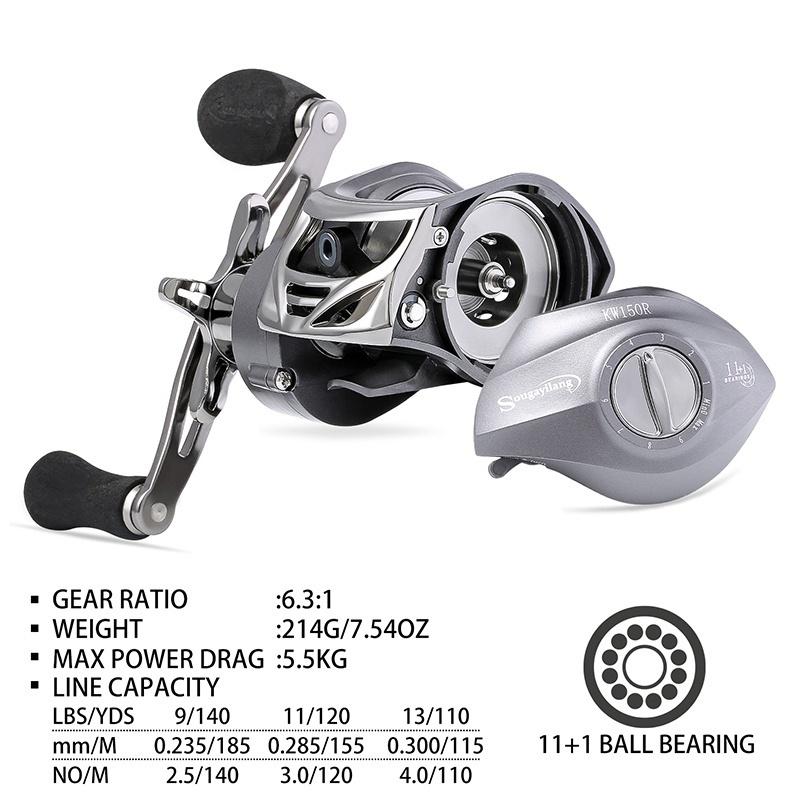Baitcasting Fishing Reel Carbon Fiber Drag 5.5KG 12+1 Shielded Ball Bearings Baitcaster Reels buy the best products in the Ayzeze online store Baitcasting Fishing Reel Carbon Fiber Drag 5.5KG 12+1 Shielded Ball Bearings Baitcaster Reels buy the best products in the Ayzeze online store