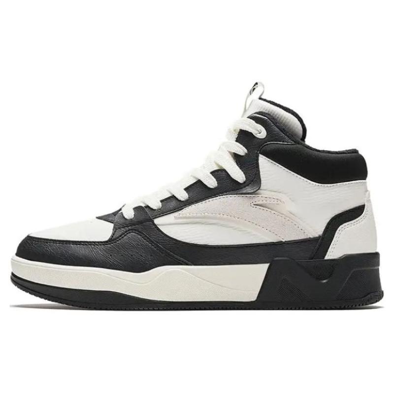 Anta C37 Series Fleece-Lined Warm Slip-Resistant High-Top Skateboard Shoes Men s Black White Sneakers 912348901-3 40.5