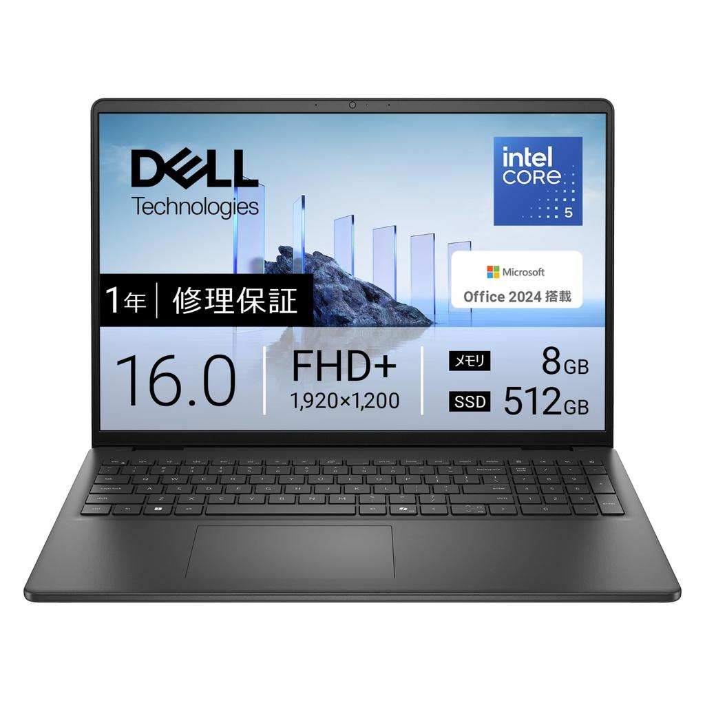 Dell 16 DC16250 Laptop with 5 120U 8GB 512GB Office Windows Carbon and Repair Service Hard Drive Return 16-inch Intel® Core™ Processor, Processor,