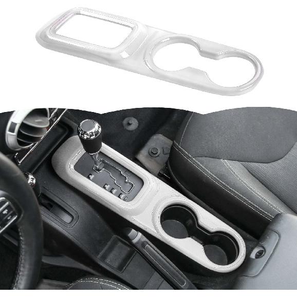 

RT-TCZ Gear Shift Panel Trim Cover Cup Holder Trim Cover Decoration Interior Accessories Compatible with Jeep Wrangler JK JKU 2011-2017,Black