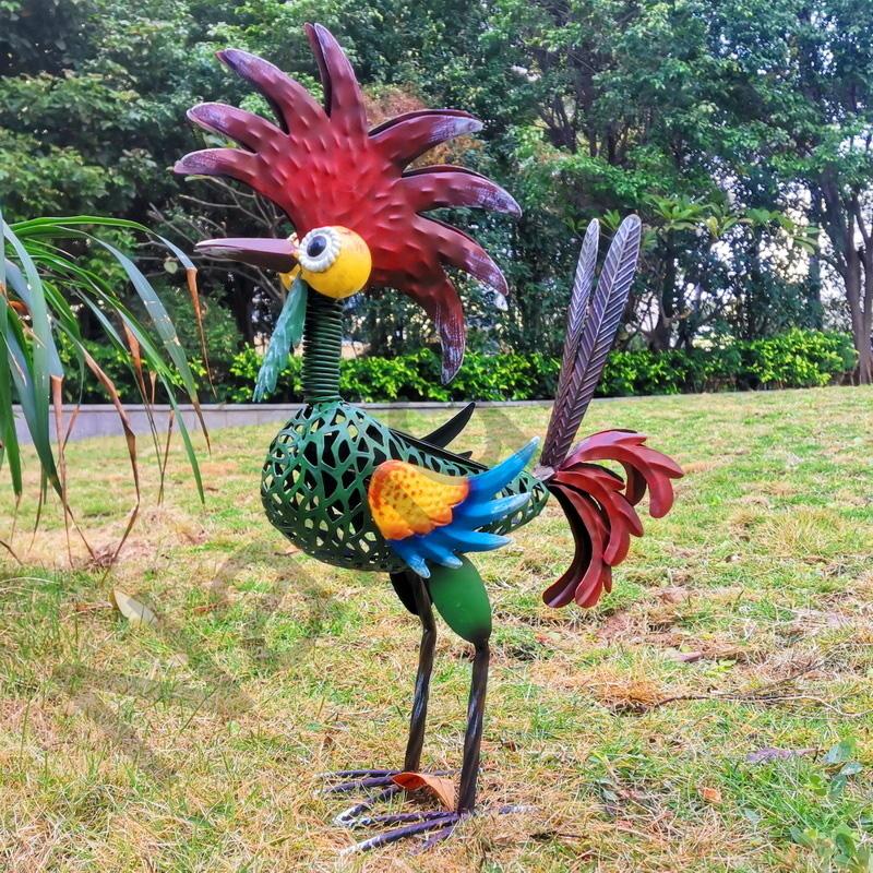 Custom Large Outdoor Metal Animal Wind Chime Bird Statue with LED Light
