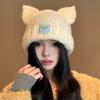 Women Winter Crochet Hat Cats Ear Knitted Hat for Girl Skiing Cycling Warm Winter Snow Hat for Christmas Present