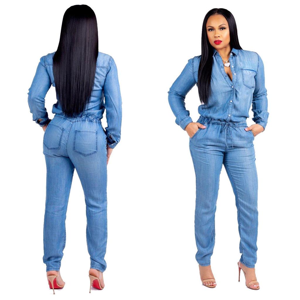 Women's Slim Fit Fashion Bandage Jeans Jumpsuit