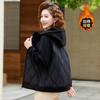 Padded jacket hooded cotton jacket thickened winter jacket splicing new padded jacket warm padded jacket versatile