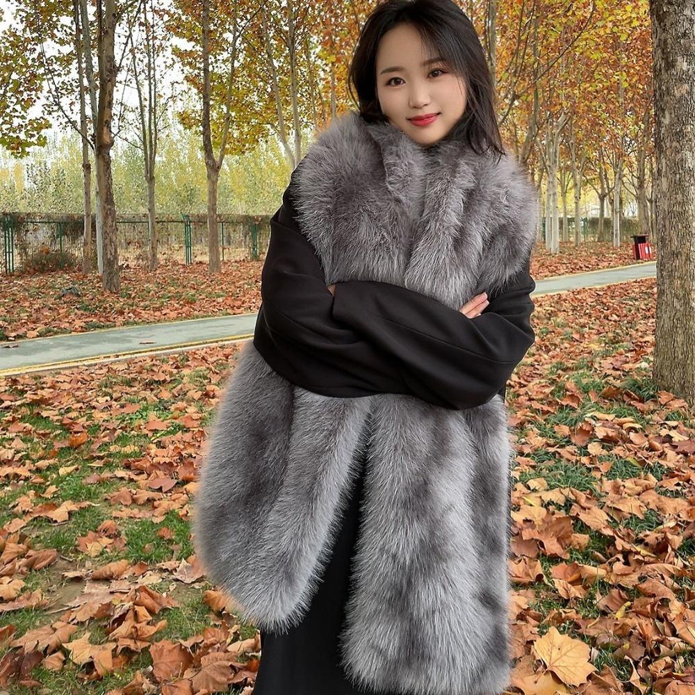 Ny Vinter Retro High-end Atmosfære Imitert Revepels Pels Pels Skjerf Dame Vinter Tykt Varmt Skjerf