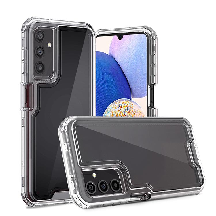 Transparent Blue Three-in-one Mobile Phone Case for Samsung A14 5 Airbags Anti-fall and Four-corner Protection