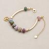 Women Constellation Zodiac Charm Strand Bracelet Natural Stone Indian Jasper Beads Gold Plated Fashion Jewelry Gifts