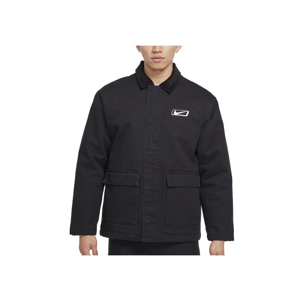 Nike Polo gallér logónyomtatás bő, hosszú ujjú munkakabát Férfi kabát fekete HQ2953-010