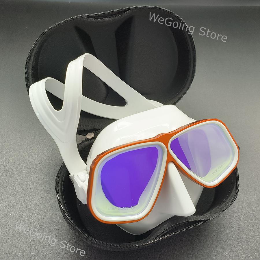 New Mirrored Lens Aluminium Freediving Mask Alloy Scuba Goggles with Tincted Tempered Glass Pack In Black Zipper Box