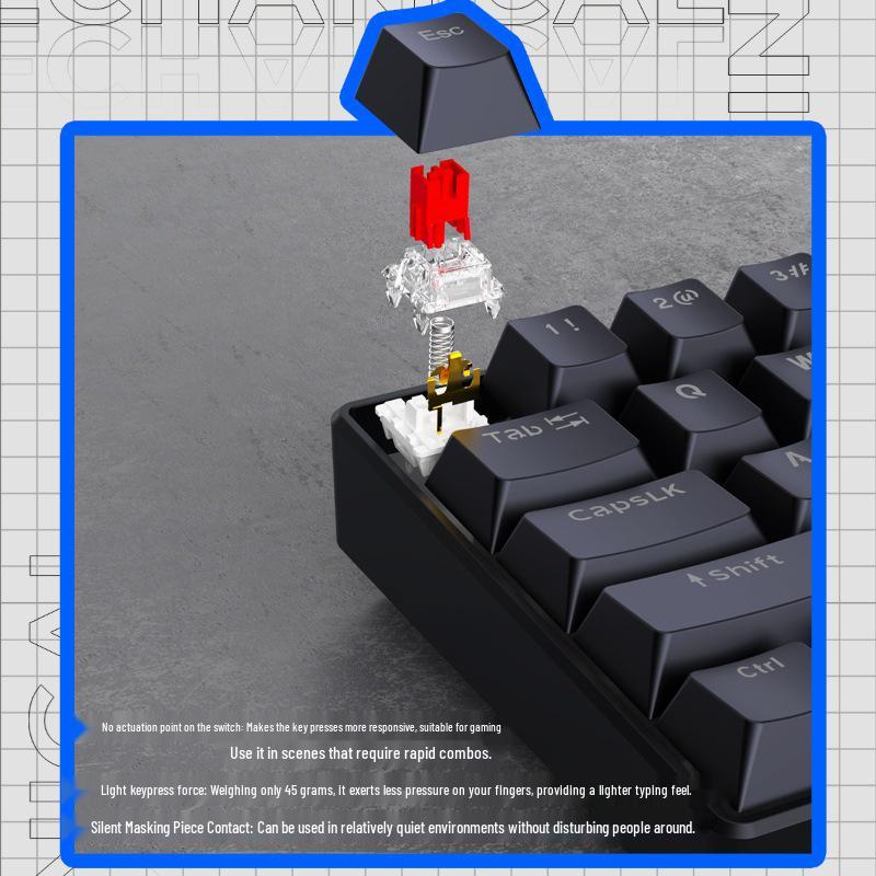 61-Key Wired Red Switch Mechanical Keyboard for Gaming and Office Use