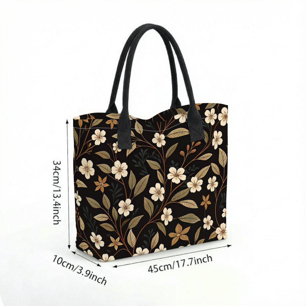 Vintage Floral Print Tote Bag Stylish Casual Daily Carry Handbag for Women