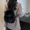 Plush Backpack Women Small Cute Drawstring Fluffy Bag Solid Color Soft Knapsack Winter Warm Faux Fur Shoulder Backpack