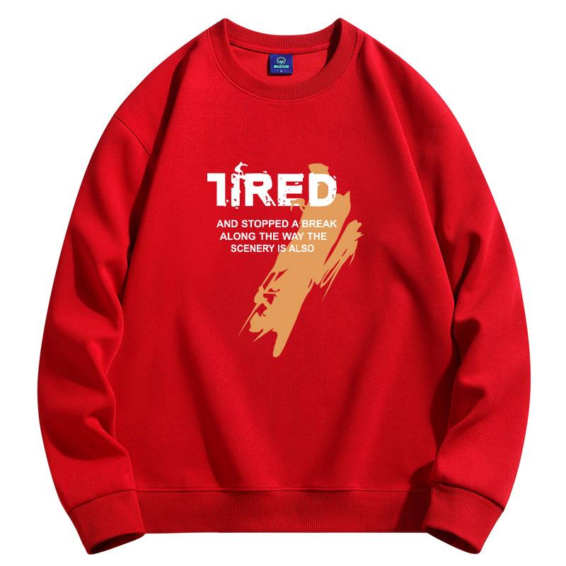 Tired Pattern Men's Round Neck Sweatshirt Man Casual  Long Sleeve Pullovers Large Size