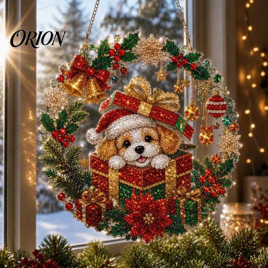 DIY Holiday Crafts for Adults Christmas Faux Diamond Art Ornament, Santa Claus Sun Catcher Kit, Rhinestone And Craft Supplies Kids Xmas Wreath Hanging