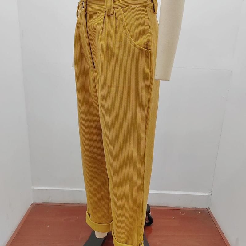 Women's Fall Corduroy Pants High Waist Relaxed Straight Leg Trousers Solid Color Casual Pant