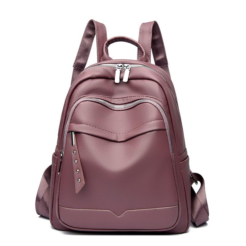 European and American Fashion Women's Bag New Trend PU Leather Women's Backpack Zipper Backpack Autumn and Winter Women's Bag