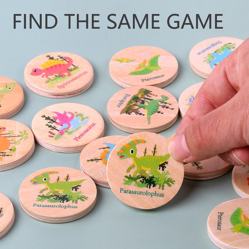 Wooden Dinosaur Matching Game: Early Education Puzzle for Animal Cognition and Focus Training