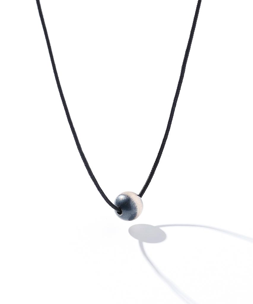 Jbans Classic Antique Brush Silver Ball Pendant String Necklace (C2503-An978_Bk)