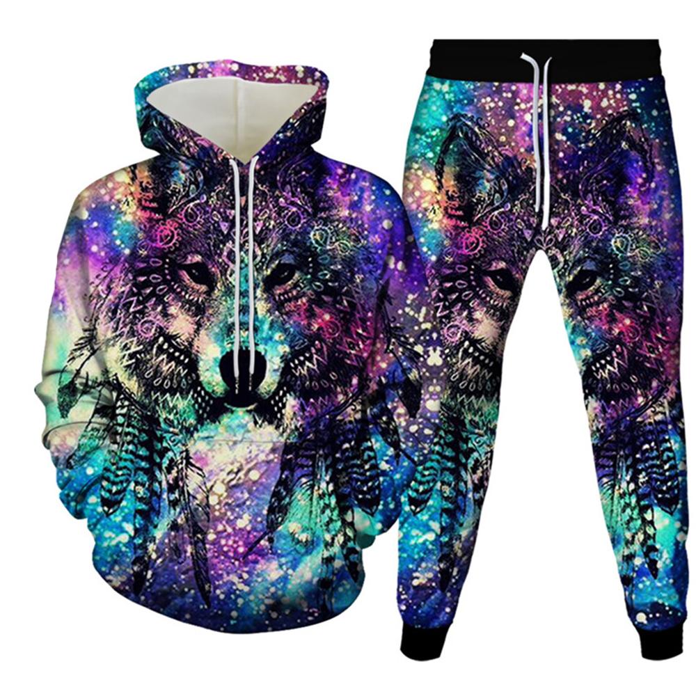 

Животное Волк 3D Принт Мужские Комплекты Спортивных Костюмов Повседневная Толстовка и Брюки Комплекты из 2 предметов Свободная Толстовка Мода Уличная Одежда Мужская Одежда 5XL
