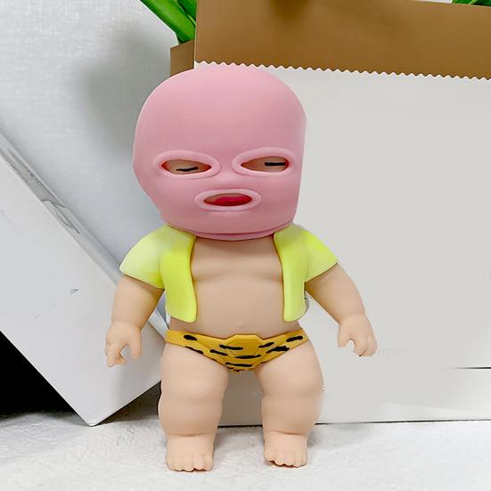 Babies Stress Relief Toy with Face Guard Coat Underwear Soft Stretchy Anxiety Relieving Baby Squeeze Toy Hand Relaxation Stress Ball Fidget Toy