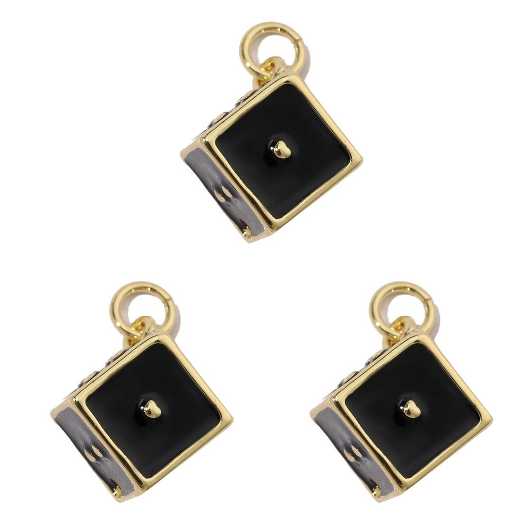 3pcs 18k Gold Plated Charm Heart/Horseshoe/Dices Poker Card Pendants with Cubic Zirconia Necklace Earrings Components