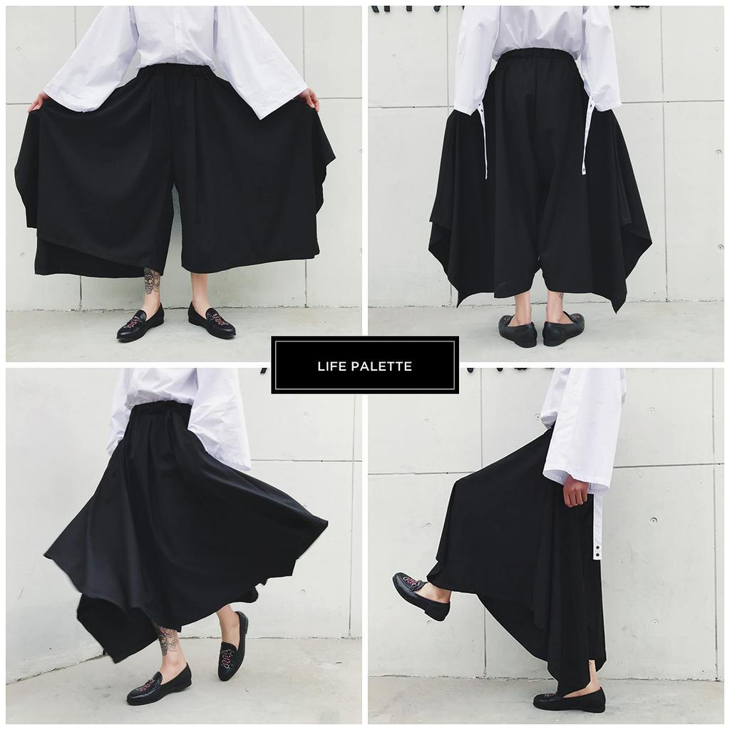 Life Palette Hakama Gaucho Voľný strih Aladdinove nohavice pre ázijský tanec a jogové nohavice, Nohavice širokého strihu, Pánske