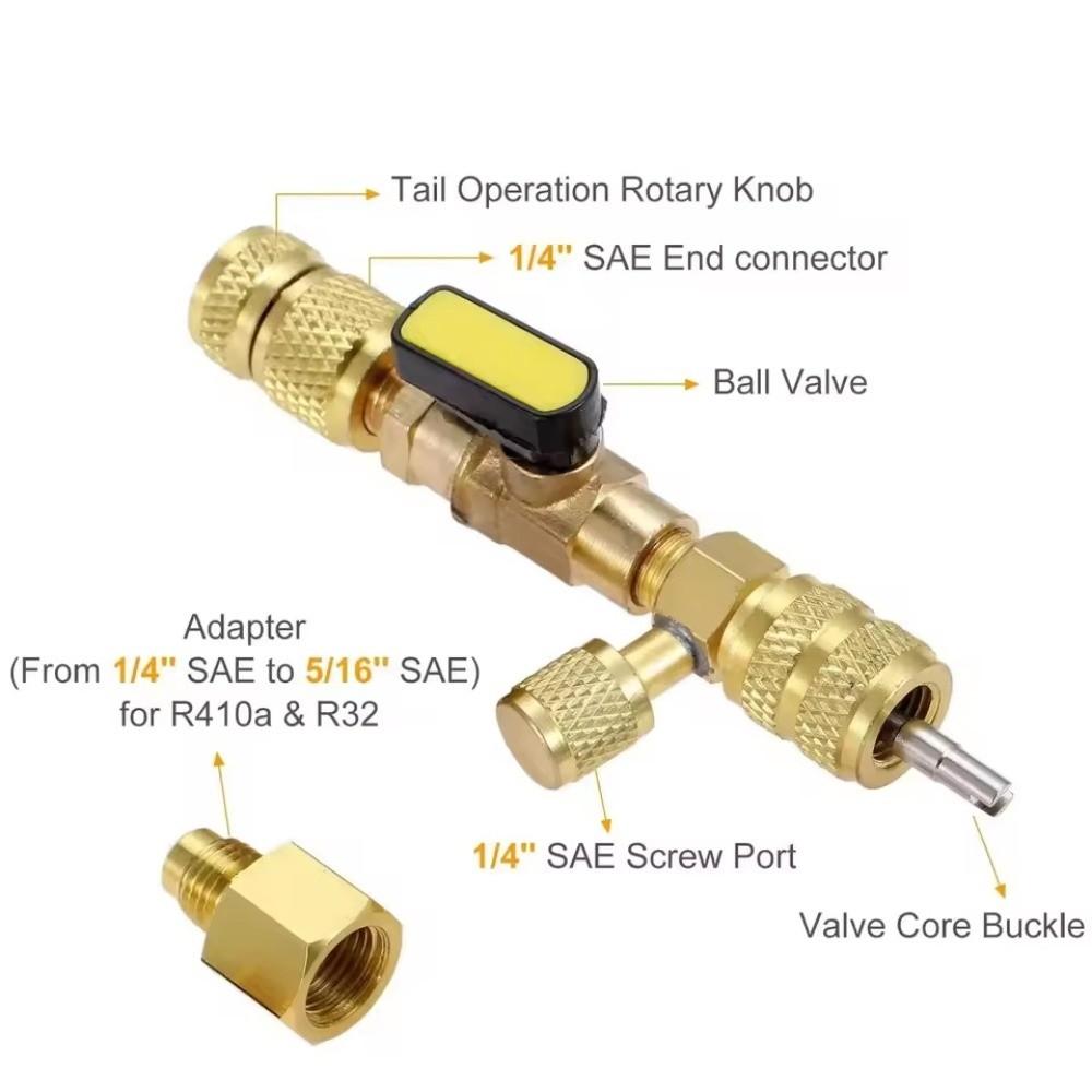 Dual Size Ports Valve Core Installer Valve Removal Tool Kit For R410A Refrigerant System