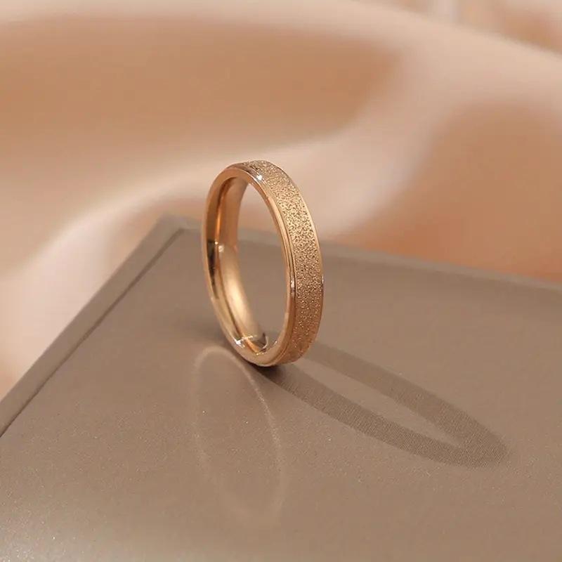 2mm4mm6mm Stainless Steel Matte Rose Gold Ring Step Plain Ring European and American Titanium Steel Ring Ring