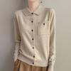 Lapel Knitted Cardigan Solid Color Loose with Pockets, Versatile Spring New Top Coat