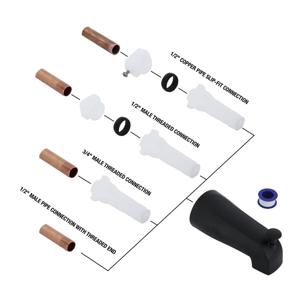 Universal Diverter Tub Spout Durable Metal Construction Bathroom Shower Hardware Easy Installation Includes Adapter Compression