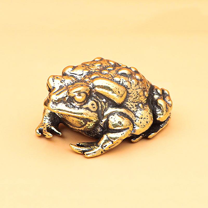 

Латунная золотая жаба, чайная игрушка, домашнее животное, винтажная имитация, фигурки животных, миниатюры, домашний офис, украшение для стола, ремесла бронзовый