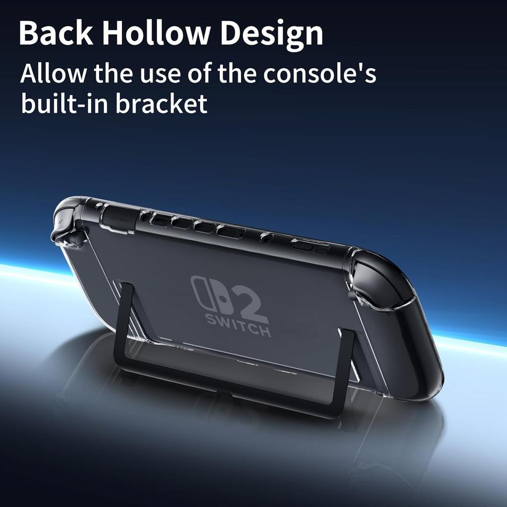 Bracket Hollow Protective Shell for Switch 2 Case,with Screen Protector and Thumb Grip-Shock Absorption and AntiScratch Dockable