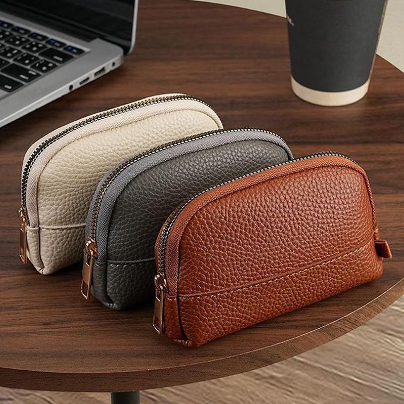 Vintage Coin Purse Solid Color Minimalism Key Bag Lipstick Earphone Storage Bag Daily Portable Zipper Clutch Bag Small Wallet