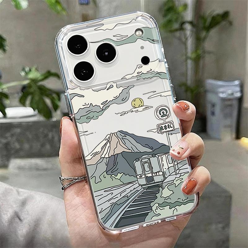 Anime Style Mountain Pattern Case For iPhone 17 Pro Max Coque iPhone 16 15 14 13 12 Pro Max 11 Clear TPU Silicone Soft Cover