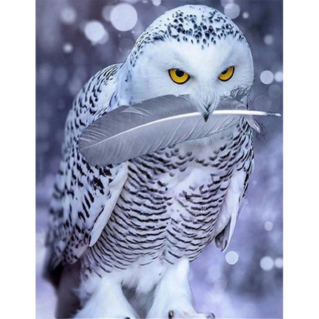 5D DIY Diamantmålning Djuruggla Strassbild Full Rund Diamantbroderi Mosaik Handgjord heminredningspresent