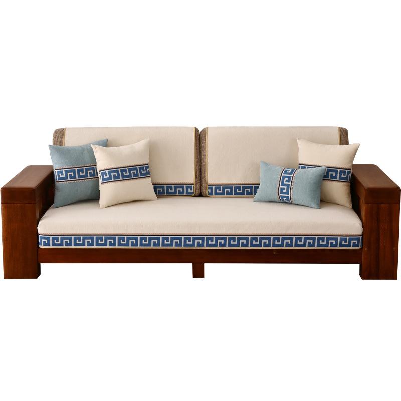 New Chinese Style Solid Wood Sofa Cushion Four Seasons Universal Non-Slip Cushion Modern Sofa Cover