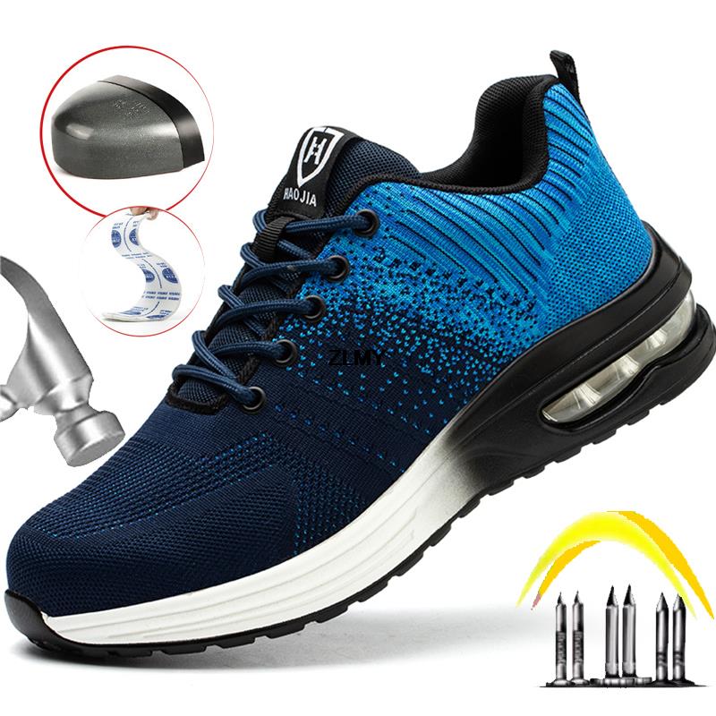 New Breathable Safety Shoes Men Women Steel Toe Work Boots Air Cushion Working Sneaker Puncture Proof Safety Work Boots Security