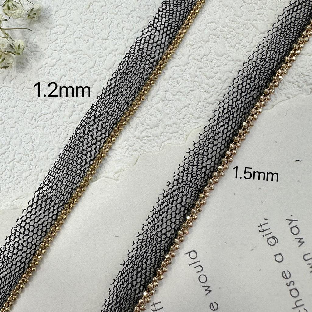 Double Row Bead Chain Metal Mesh Lace for DIY Sewing: Collar, Clothing & Pants Decoration