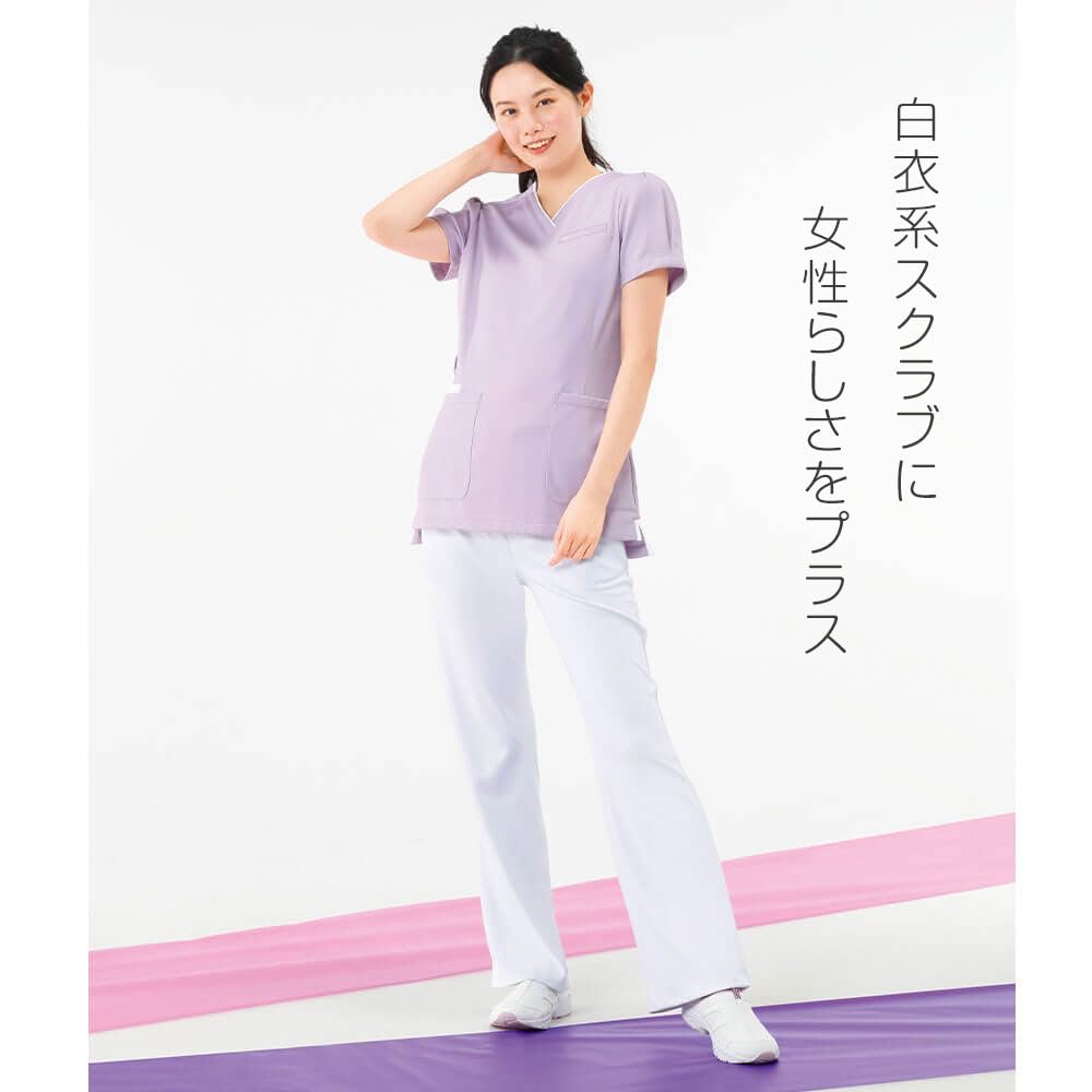 Nursery Multi-Jacket (Feminine), Opaque, Stretch Scrub, Medical, Nursing, Women's, White Pink, Size 3L, 9626512A