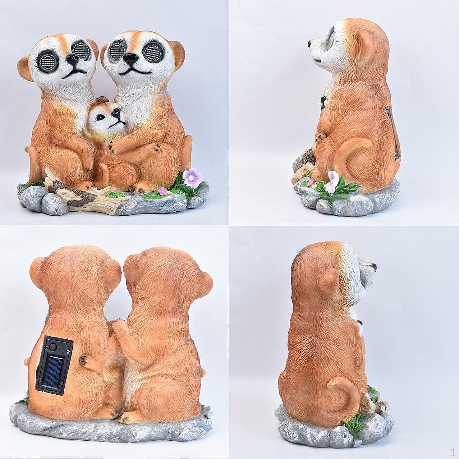 

Садовый сурикат семья солнечный свет статуя смола скульптура ландшафтная лампа подарок уличное украшение