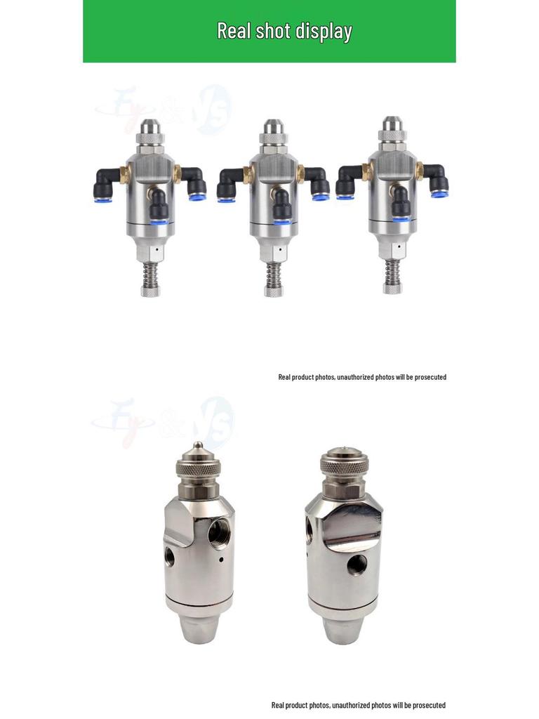Stainless Steel Anti-Drip Triple-Fluid Air Atomizing Nozzle with Siphon and Circular Fan Spray