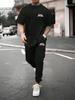 Fashionable Street Men's New Letter Printed Breathable Round Neck T-shirt Pants Set Summer Outdoor Casual Sportswear