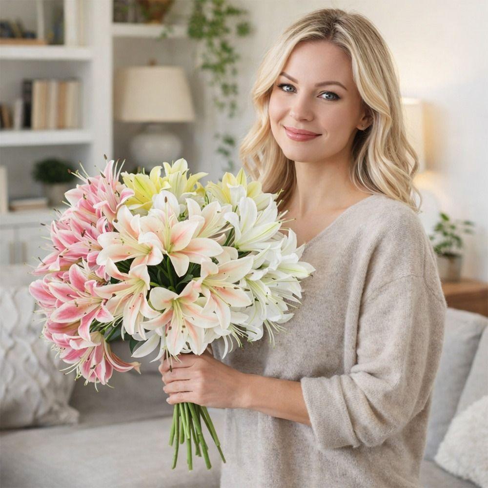 Floral Arrangement Fake Flowers 18 Heads Flower Bouquet Wedding Bouquet  Photography Props