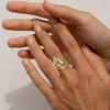 Women All Match Bohemian Style Leaf Shape Open Ring
