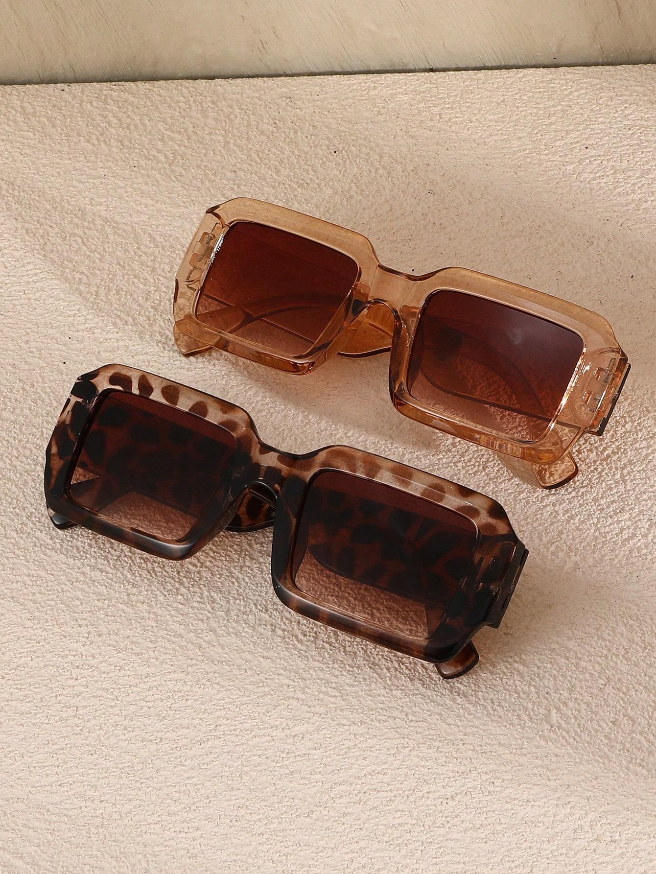 

2 шт. модные женские винтажные элегантные солнцезащитные очки Y2K в квадратной пластиковой оправе для мужчин, повседневные крутые оттенки, аксессуары для очков.