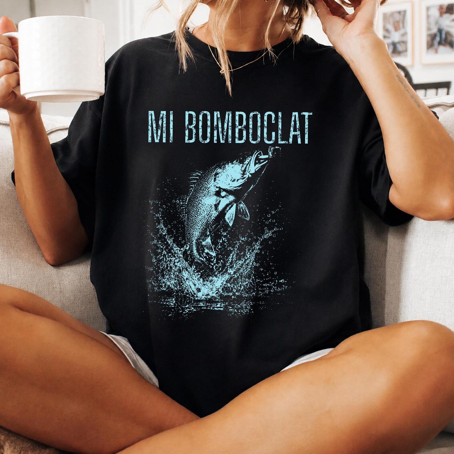 Mi Bomboclat Fish Shirt, Vintage Bass Fish Meme Graphic Tee, Retro Fisherman Humor Apparel, Silly Fish Gag Y2k Shirt M